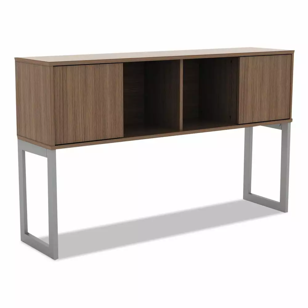 Alera ALELSHH60WA 59 Inch Open Office Desk Hutch Modern Walnut