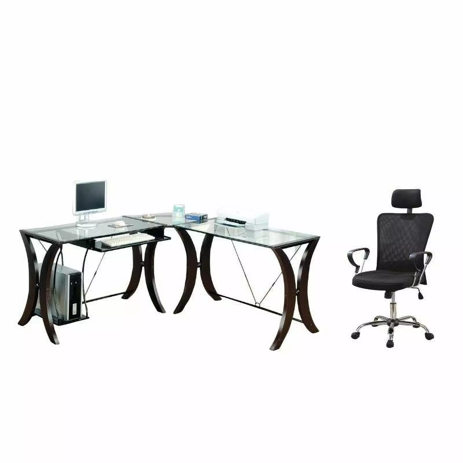Coaster Division 2PC Office Set L Shape Computer Desk and Chair - Complete Home Office Solution Coaster Company