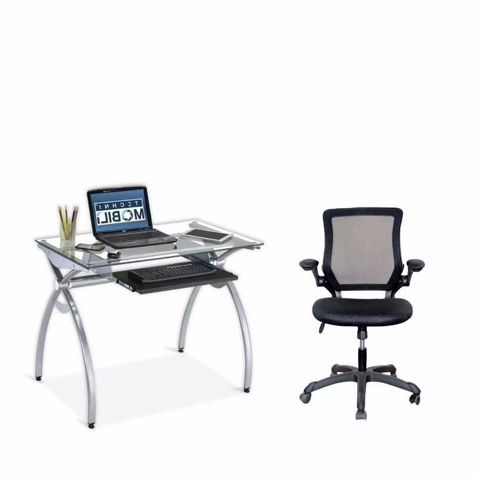 2 Piece Office Set Computer Desk and Chair - Complete Workstation Bundle Home Square