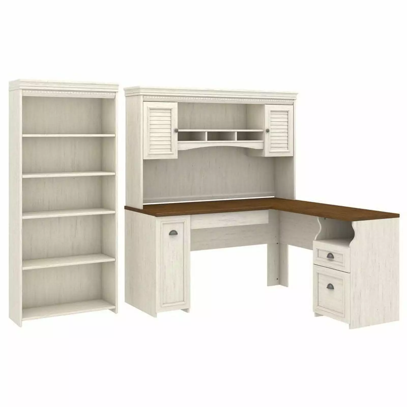 Pemberly Row 3 Piece Office Set Antique White - Complete Home Office Furniture Suite