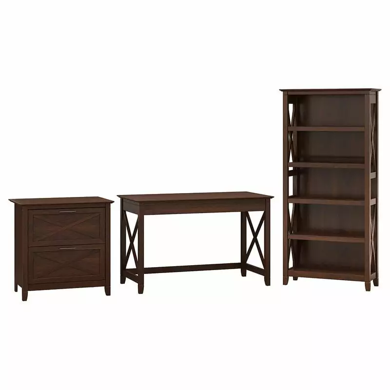 UrbanPro Writing Desk Lateral File Cabinet and Bookcase Cherry - Complete Office Workstation