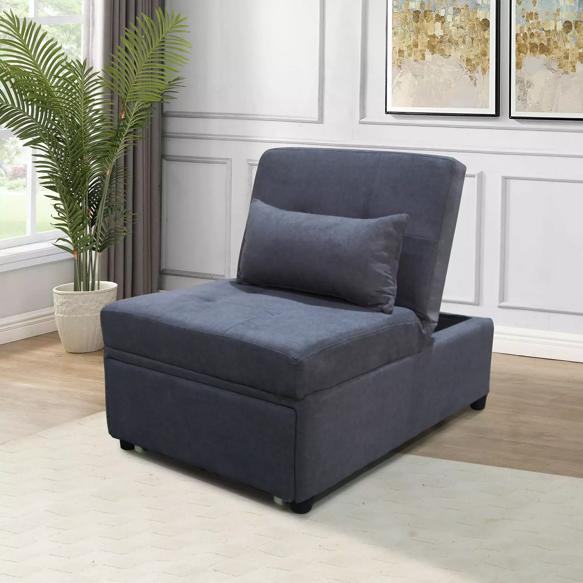 4--1 Multi-Function Folding Ottoman Sofa Bed - Dark Gray Perfect Small Spaces Kofun