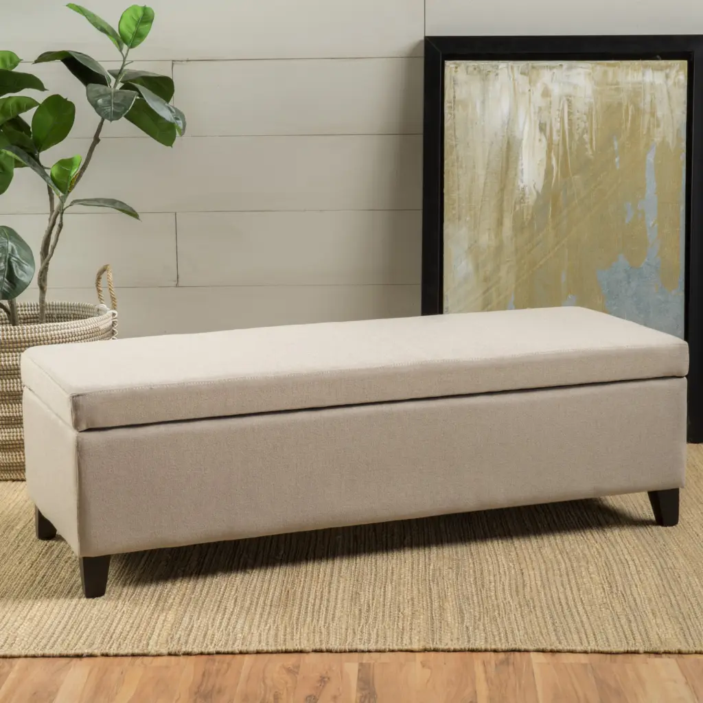 Hartford Storage Ottoman Wheat Fabric Multi Purpose Footrest Bench nh-an