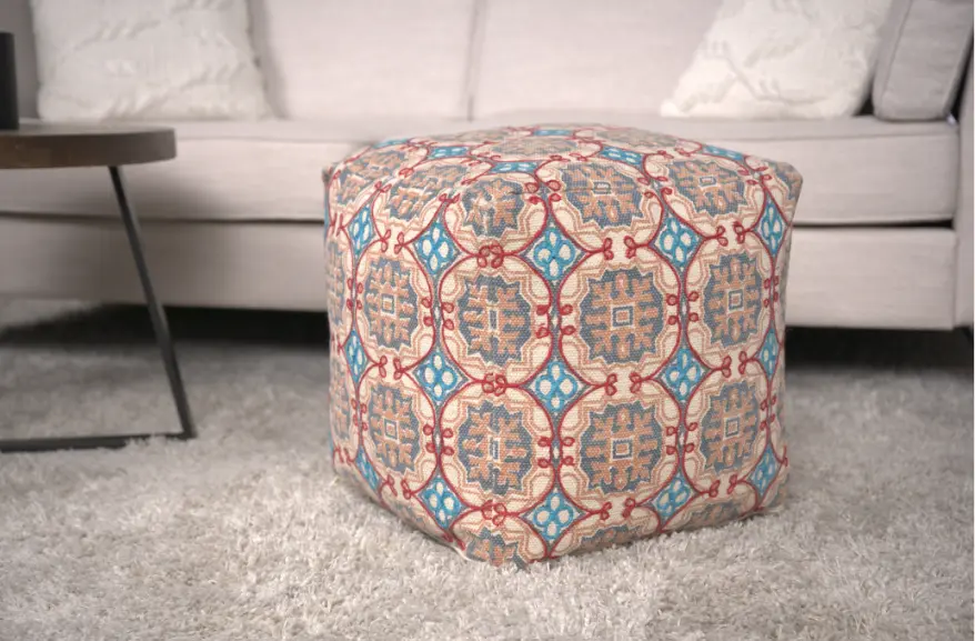 Amelia Artisan-made Multicolored Fabric Pouf Handcrafted Ottoman bazar