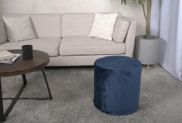 Shimon Cylinder Pouf Cobalt Blue Blue Velvet Modern Living Room bazar