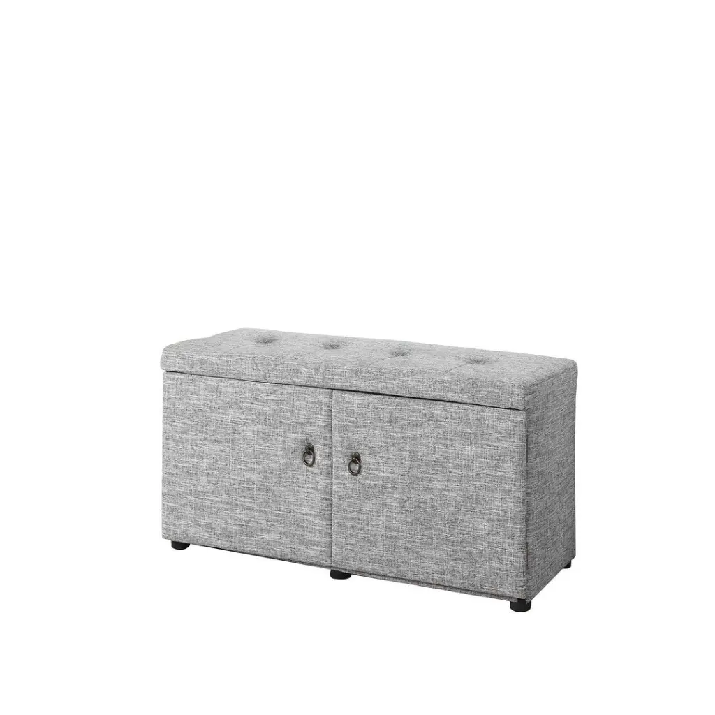 18 Inch Tall Storage Ottoman Dove Gray Wood Finish california home