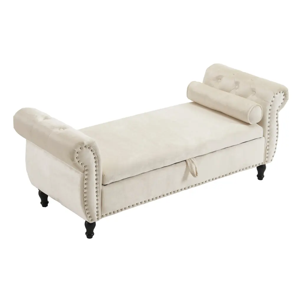 Velvet Multifunctional Storage Rectangular Ottoman Bench 1 Pillow nh-comfortcove