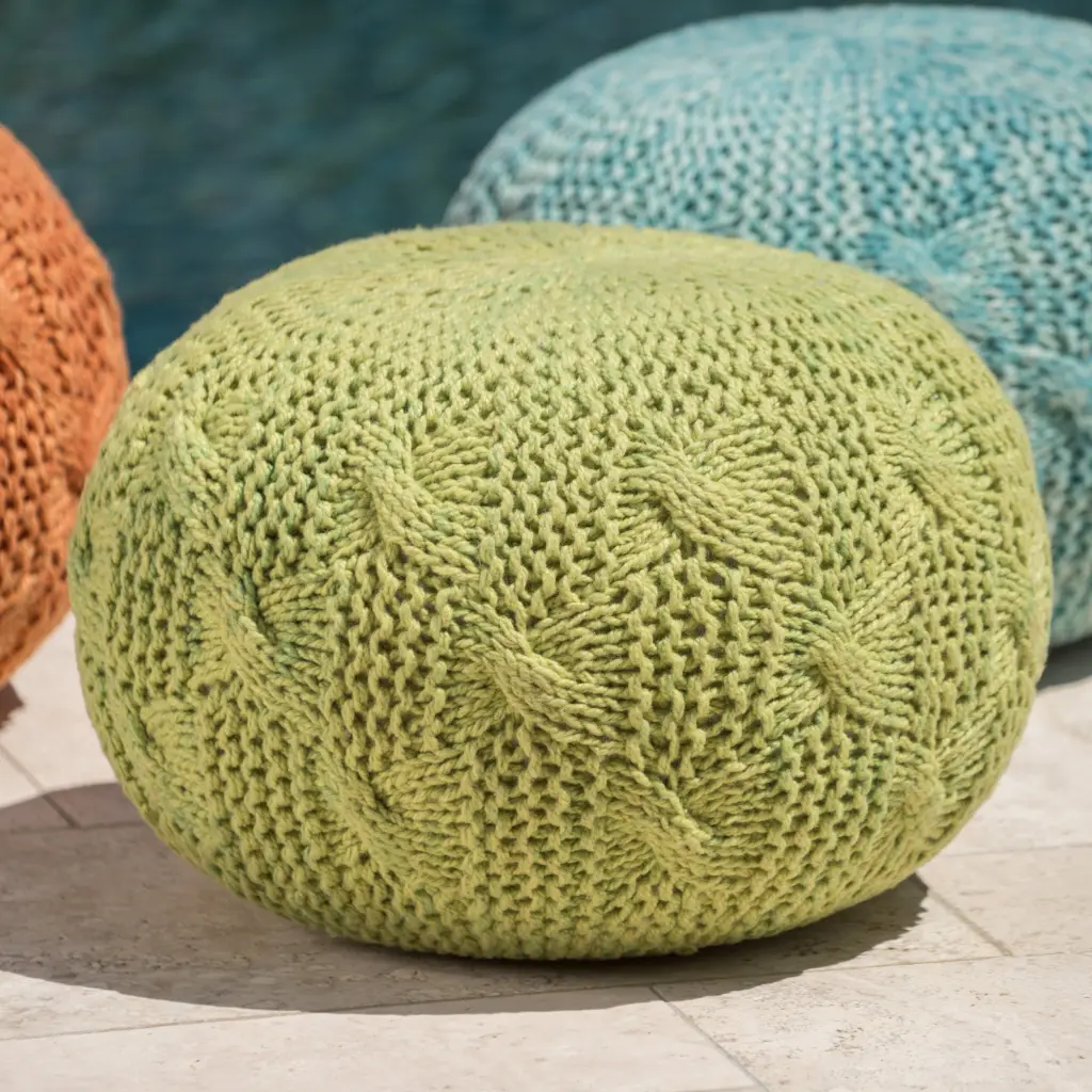 Deon Pouf Lime Green Pet Friendly Footstool Ottoman nh-inmax