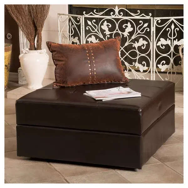 Detroit 31 Sq Storage Ottoman Brown PU Living Room nh-perfect home