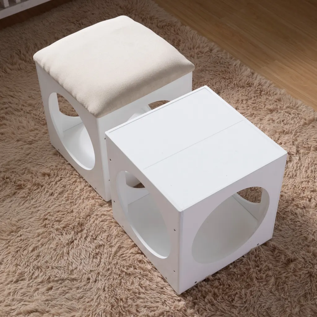 Multifunction Stackable Wood Stool Hollow Ottoman Pet Play Stool smarthome furniture