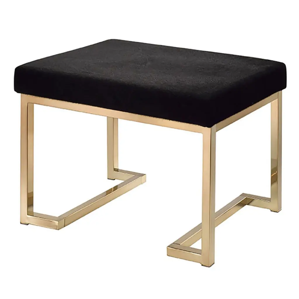 Black And Champagne Ottoman C Metal Base Black Gold Wood Primary furniture max