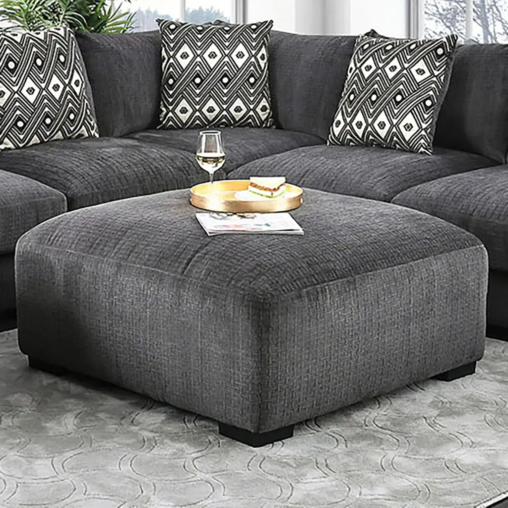 Living Room Lounge Ottoman Gray Chenille Fabric Plush Comfortable Seat kanepe