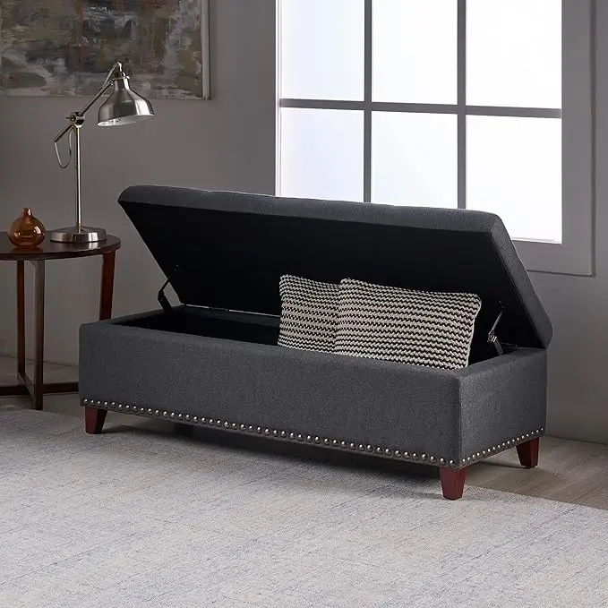 Baltimore Ottoman Dark Gray Fabric Storage Footrest nh-an