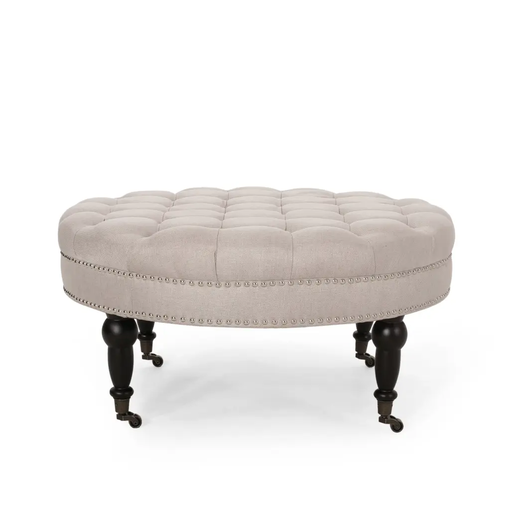 Wheat Fabric Ottoman Casters Living Room nh-an