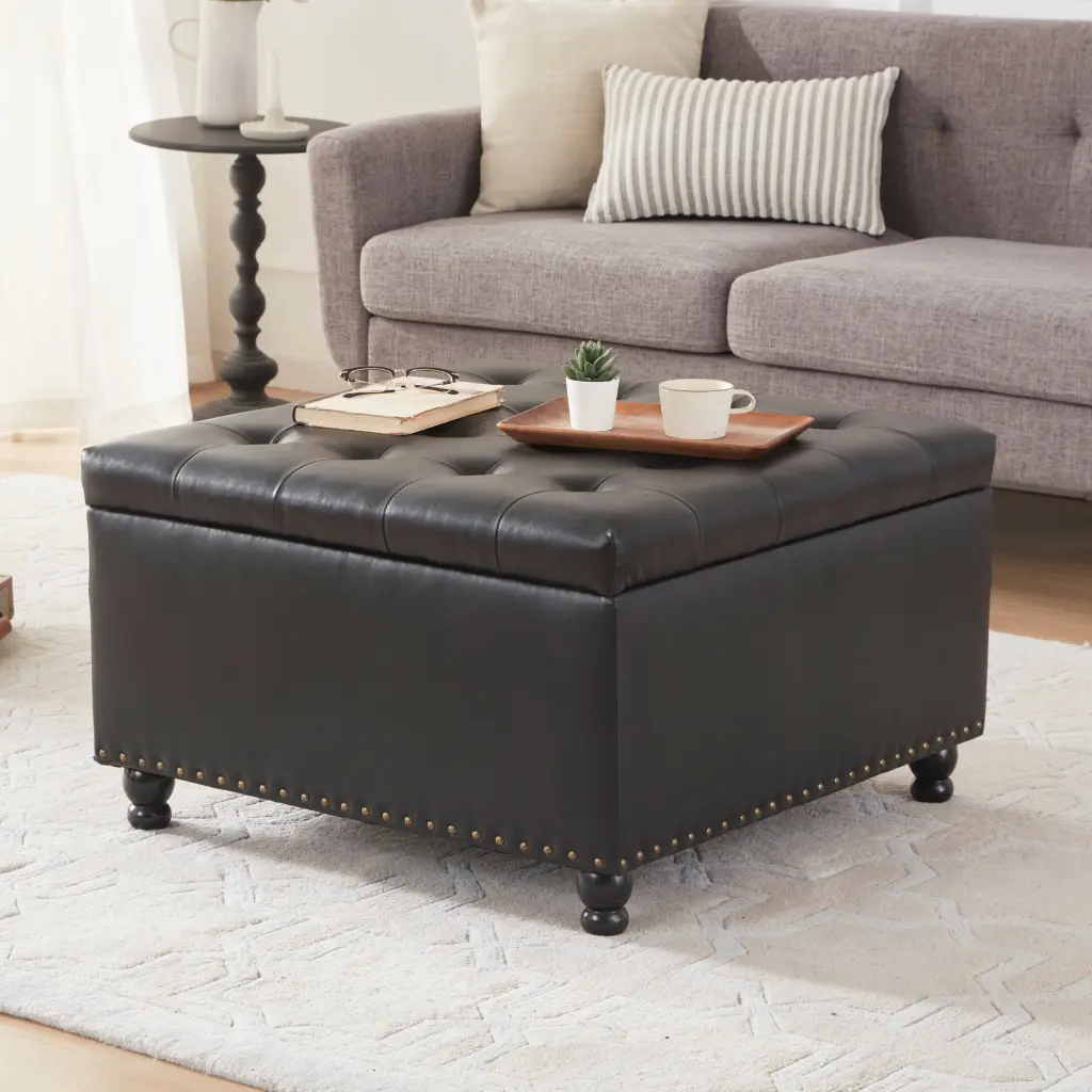 Large Square Storage Ottoman Bench Tufted Coffee Table Ottoman Storage xichen indoor furniture co.- ltd