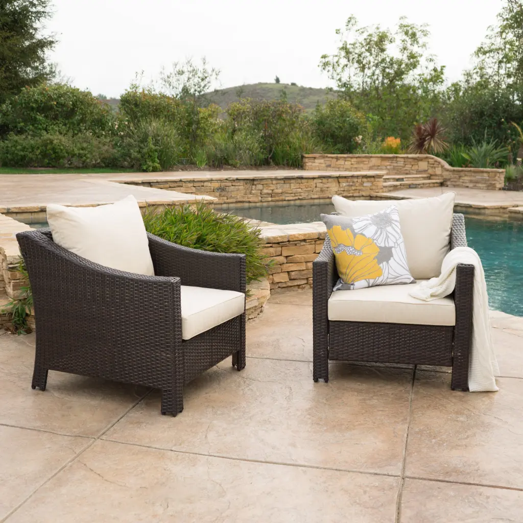 Antibes Armchair Brown PE Rattan Iron Waterproof Fabric Outdoor Chair nh-kisa