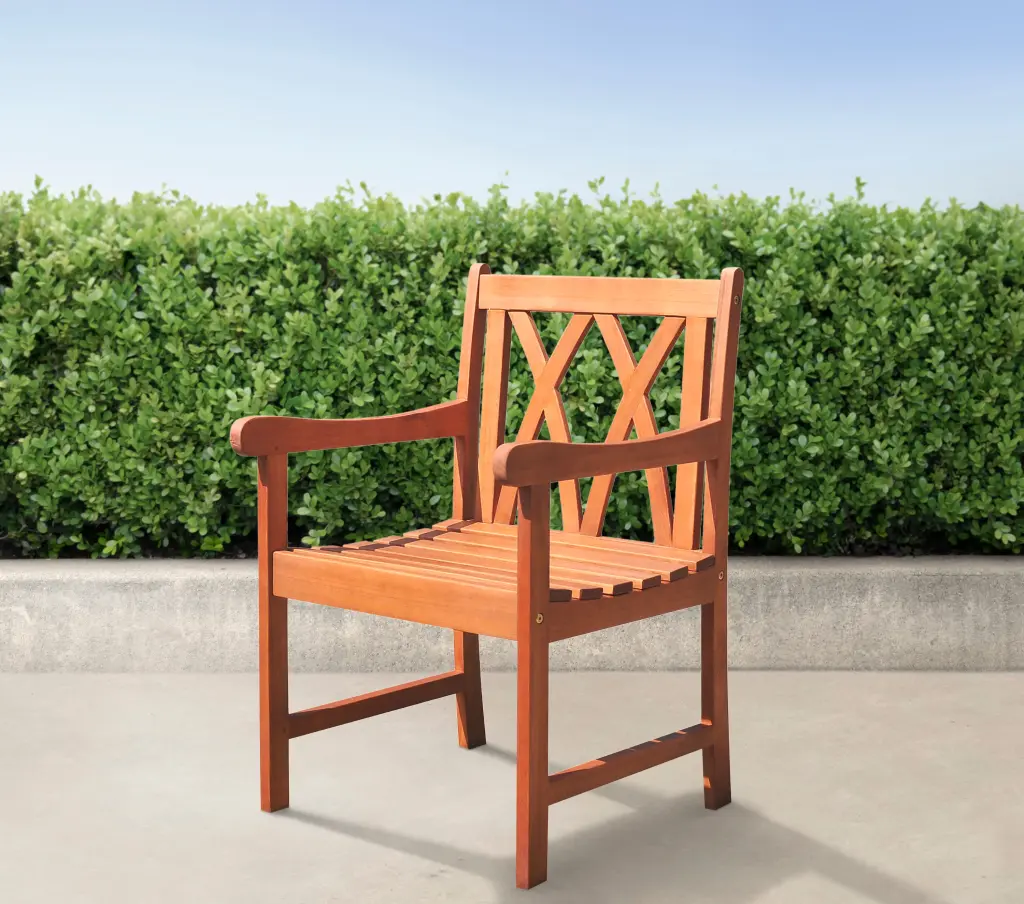 Lazarus Reddish Brown Tropical Wood Patio Armchair Natural Wood sol