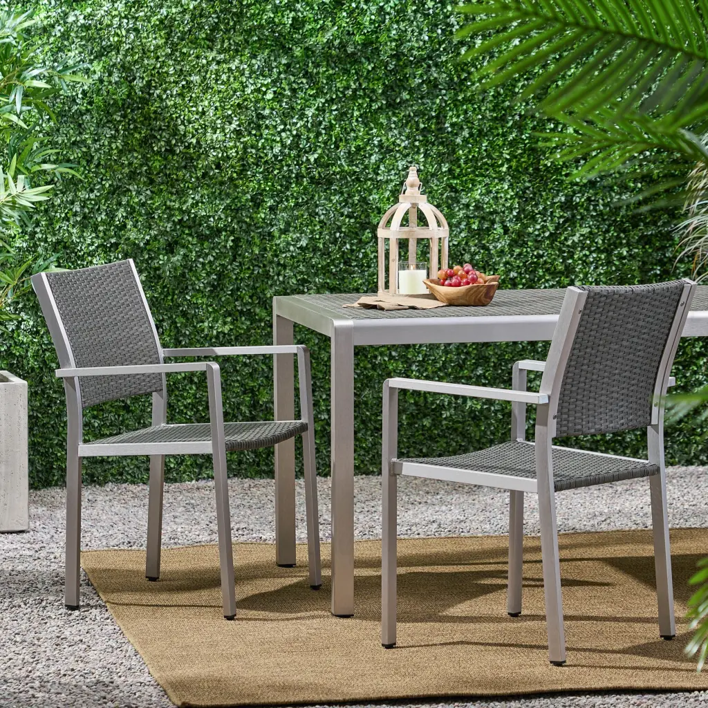 Cape Coral Outdoor Wicker Dining Chairs Aluminum Frames Set 2 nh-uhome