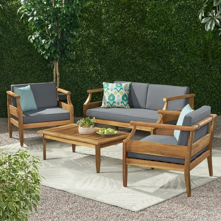 Aston Outdoor 4 Seater Chat Set Cushions Seat Coffee Table Club nh-sunfay