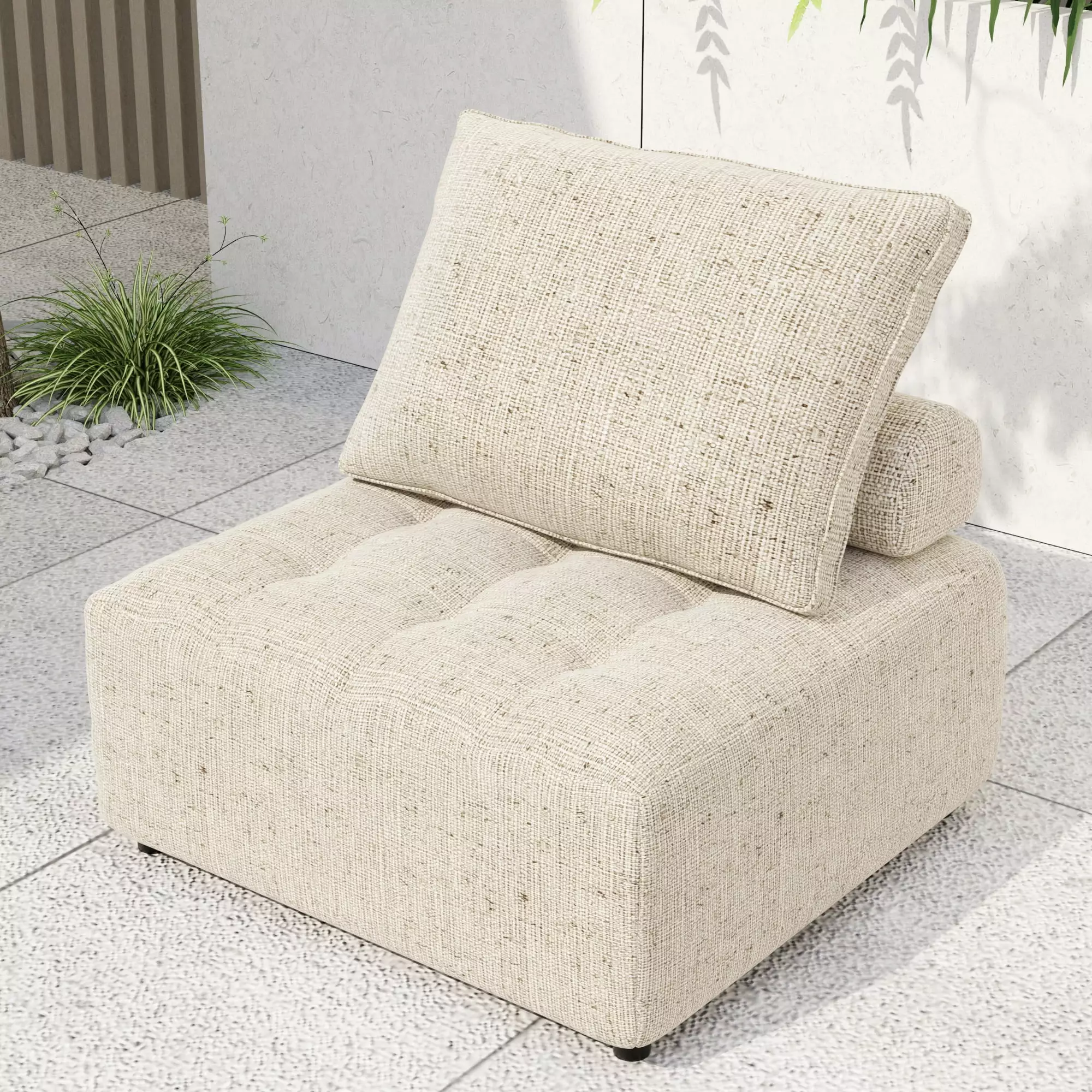 Outdoor Modular Sofa Aluminum Structure Removable Fade-Resistant Cushions and Waterproof Cover Light Brown Homiyad