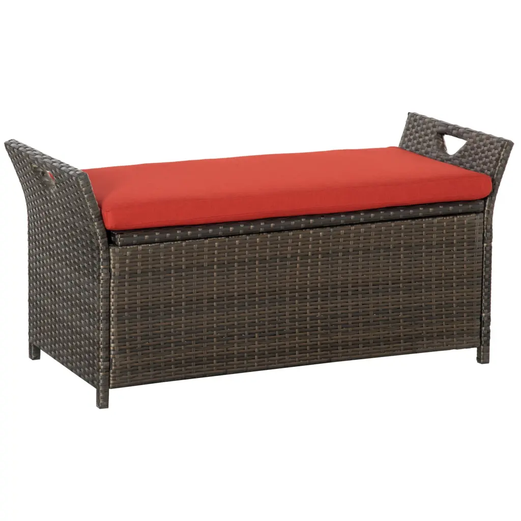 Outsunny 27 Gallon Wicker Storage Bench Outdoor Patio Furniture aosom business