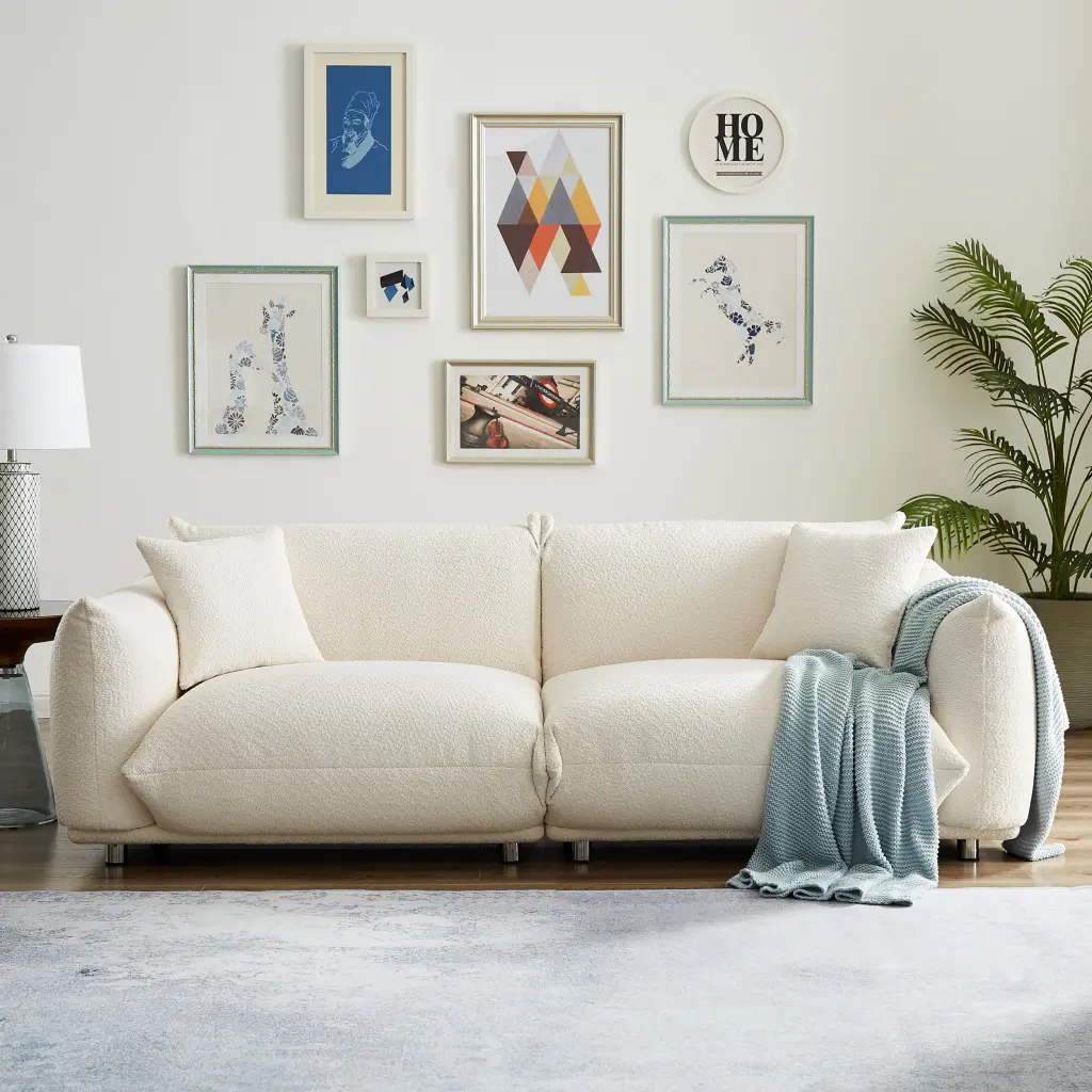 87 Inch Oversized Loveseat Sofa Living Room Sherpa Fabric Metal Legs jsc furniture