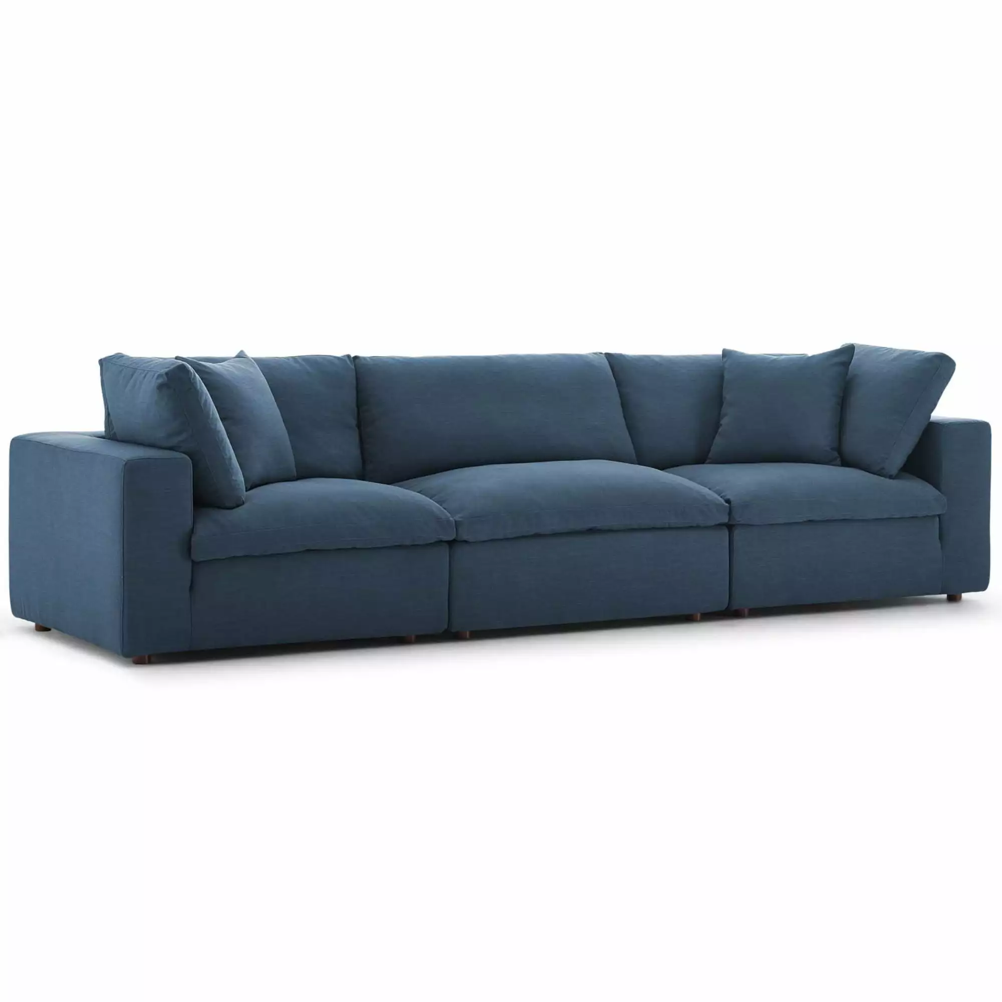 Ergode Commix Down Filled Overstuffed 3 Piece Sectional Sofa Set Azure Modern Living Room Furniture