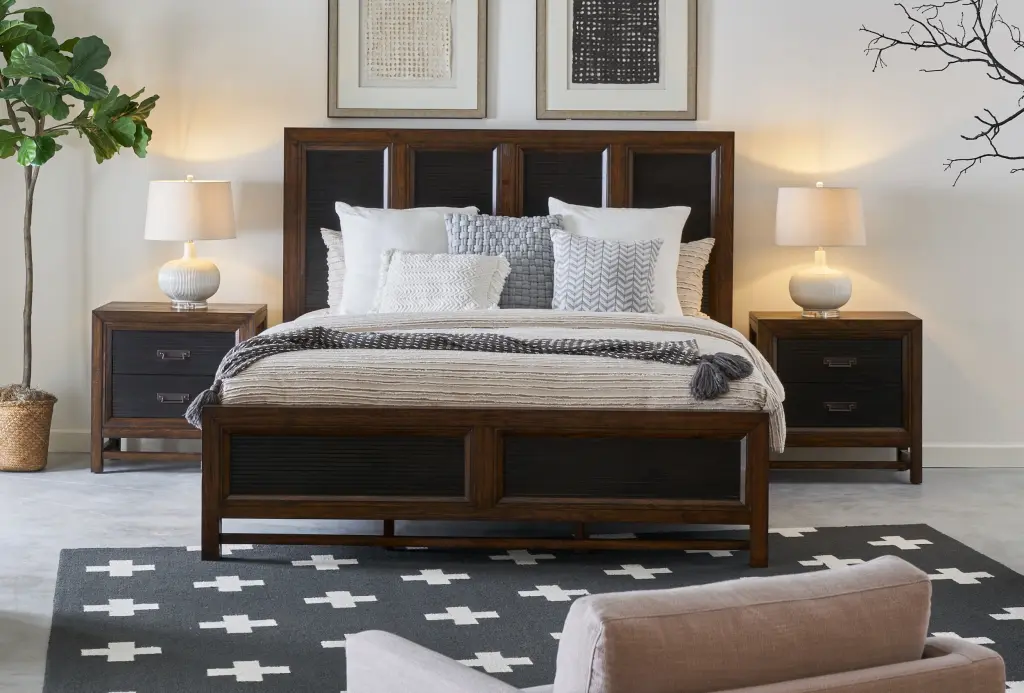 Branson King Size Panel Bed Two Tone Finish Box Spring Required King Bed Frame bridgevine home