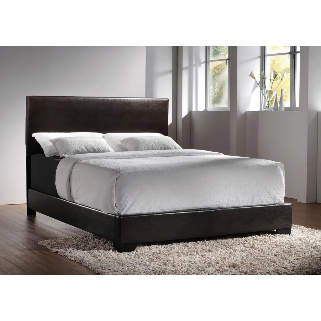 Clara Dark Brown Queen Panel Bed Box Spring Required Queen Brown Wood furniture max
