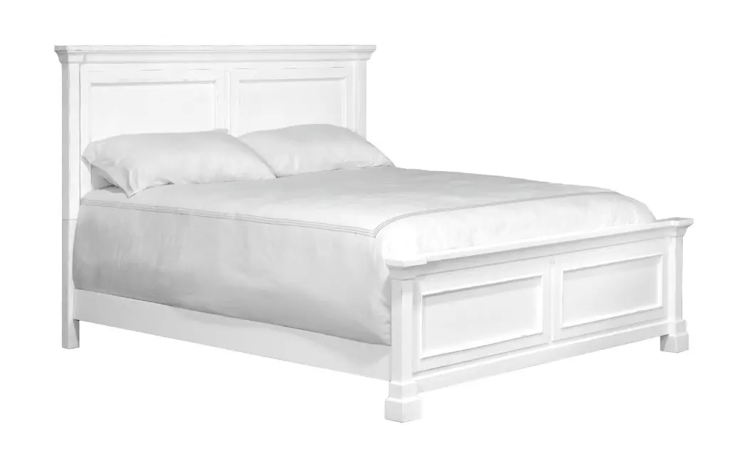 Coastal White Queen Panel Bed Queen Size White Engineered Wood Bedroom wallace - bay