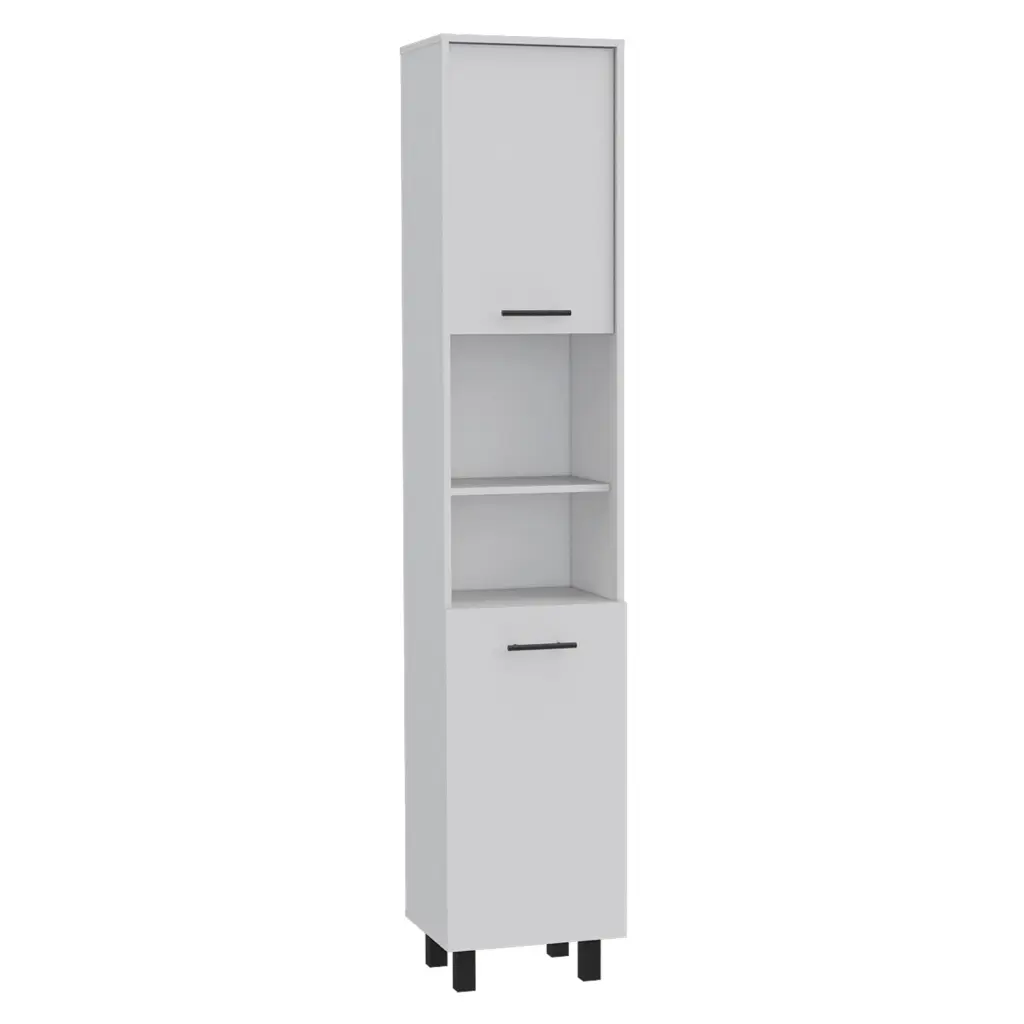 Hobart Pantry Four Legs Three Interior Shelves and Two Cabinets tuhome