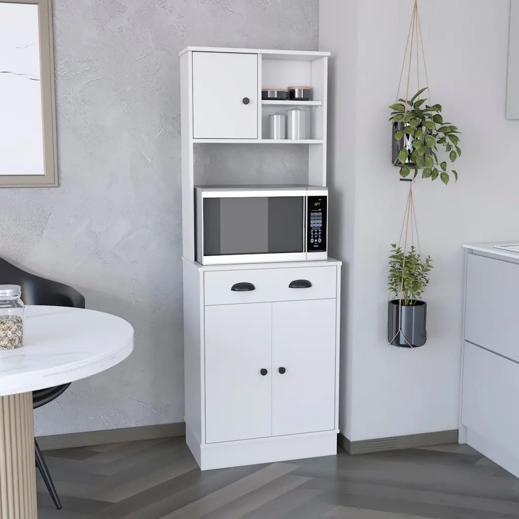 Pantry Cabinet Drawer and 3 Doors White Kitchen Storage Cabinet depot e-shop