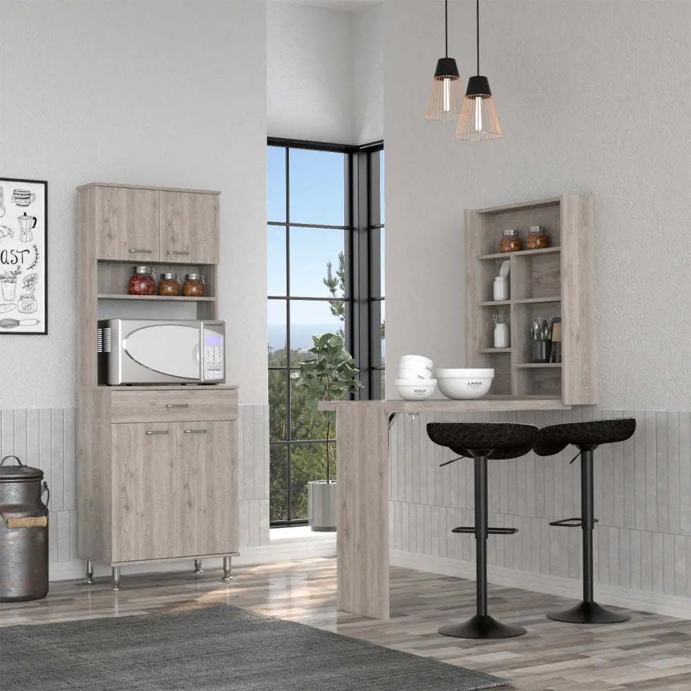 Canyon 4 Door 1 Drawer 2 Piece Kitchen Set Pantry and Practical Table furniture max