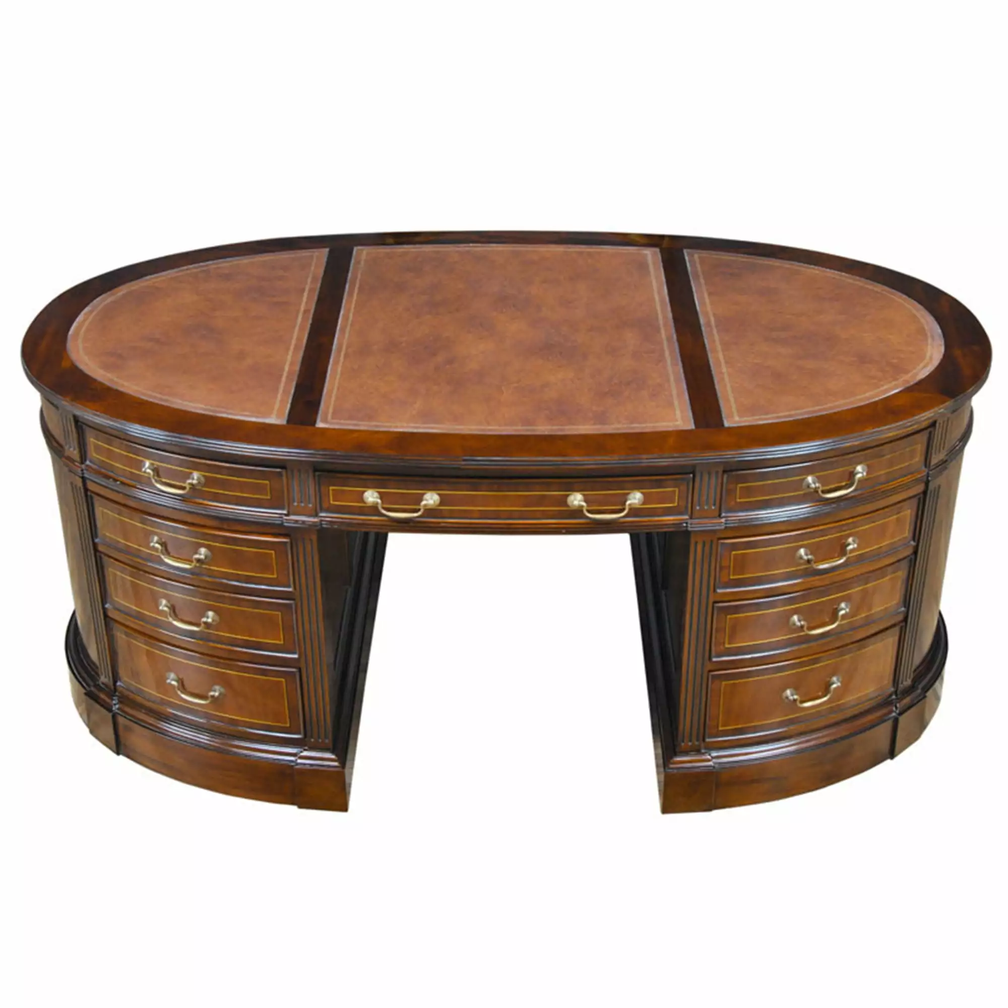Mahogany Oval Partners Desk Elegant Large Workspace Niagara Furniture