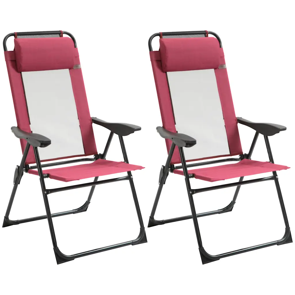 Outsunny Folding Patio Chairs Set 2, Outdoor Deck Chair Adjustable Back aosom business