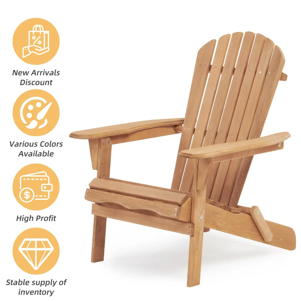 Set 2 Wooden Outdoor Folding Adirondack Chairs Patio droad