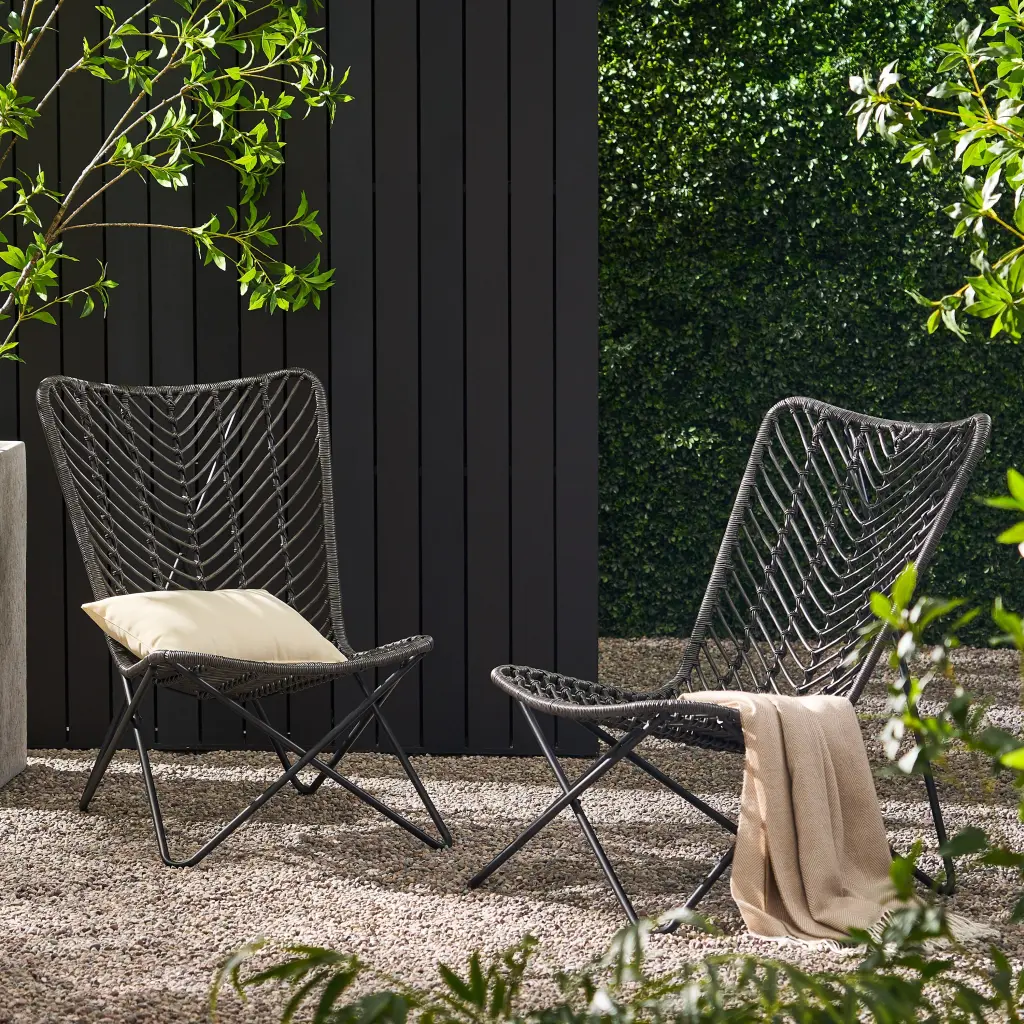 Gatlin Gray Rattan Chair Indoor or Outdoor Use Modern Style nh-gardenpara