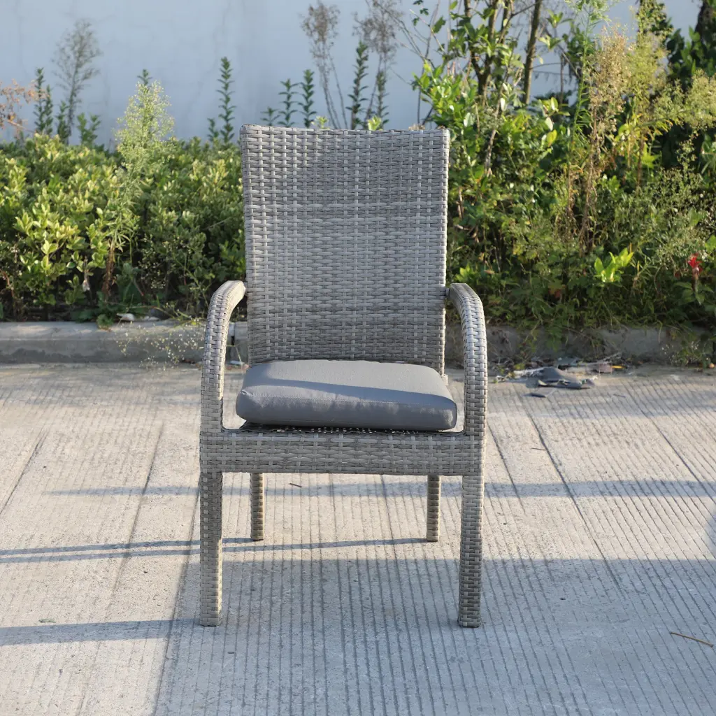 Balcones Outdoor Wicker Dining Chairs Cushions Set 8 Gray Patio Furniture gathercraft