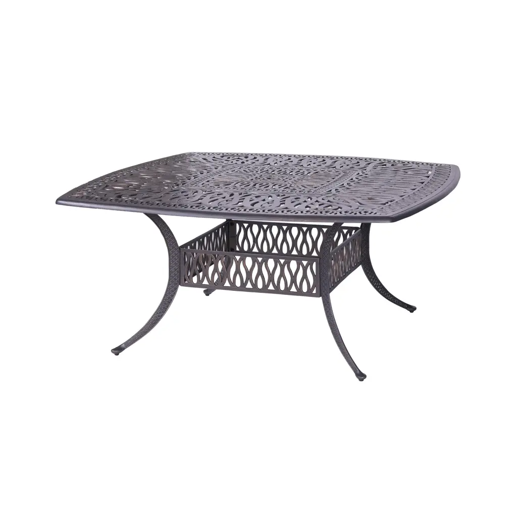 Square 8 Person 64 Inch Long Aluminum Dining Set Cushions Gray Navy gathercraft