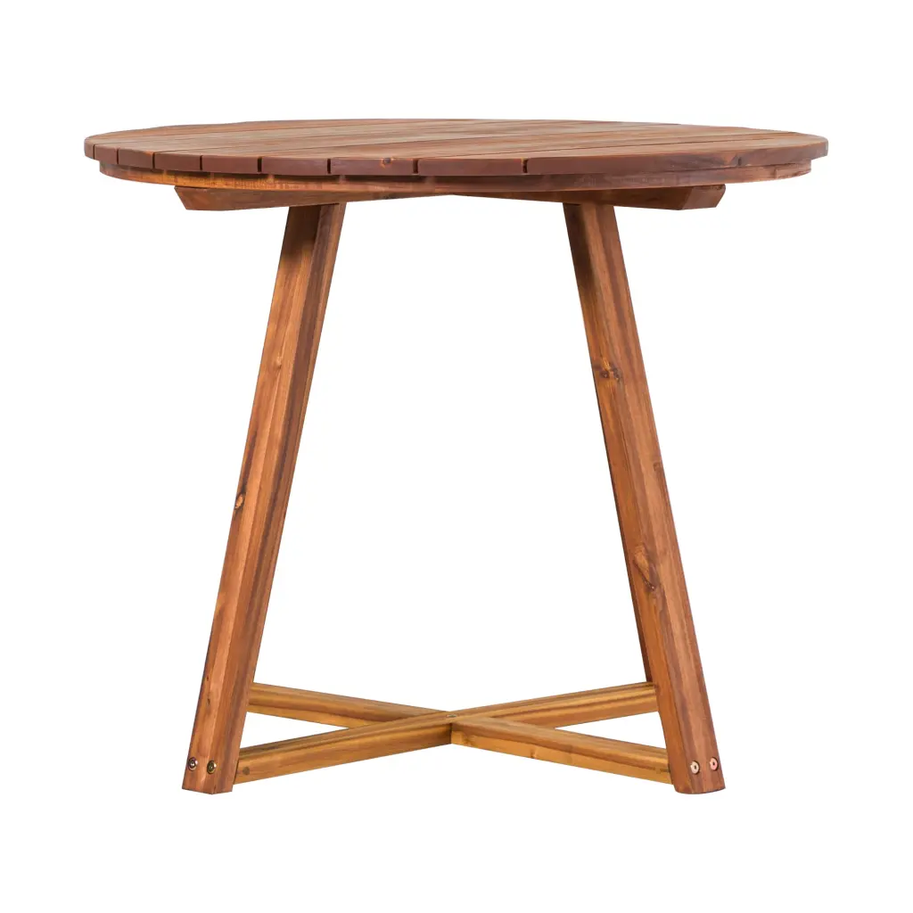 Contemporary Solid Wood Round Patio Dining Table Black Wash Finish walker edison