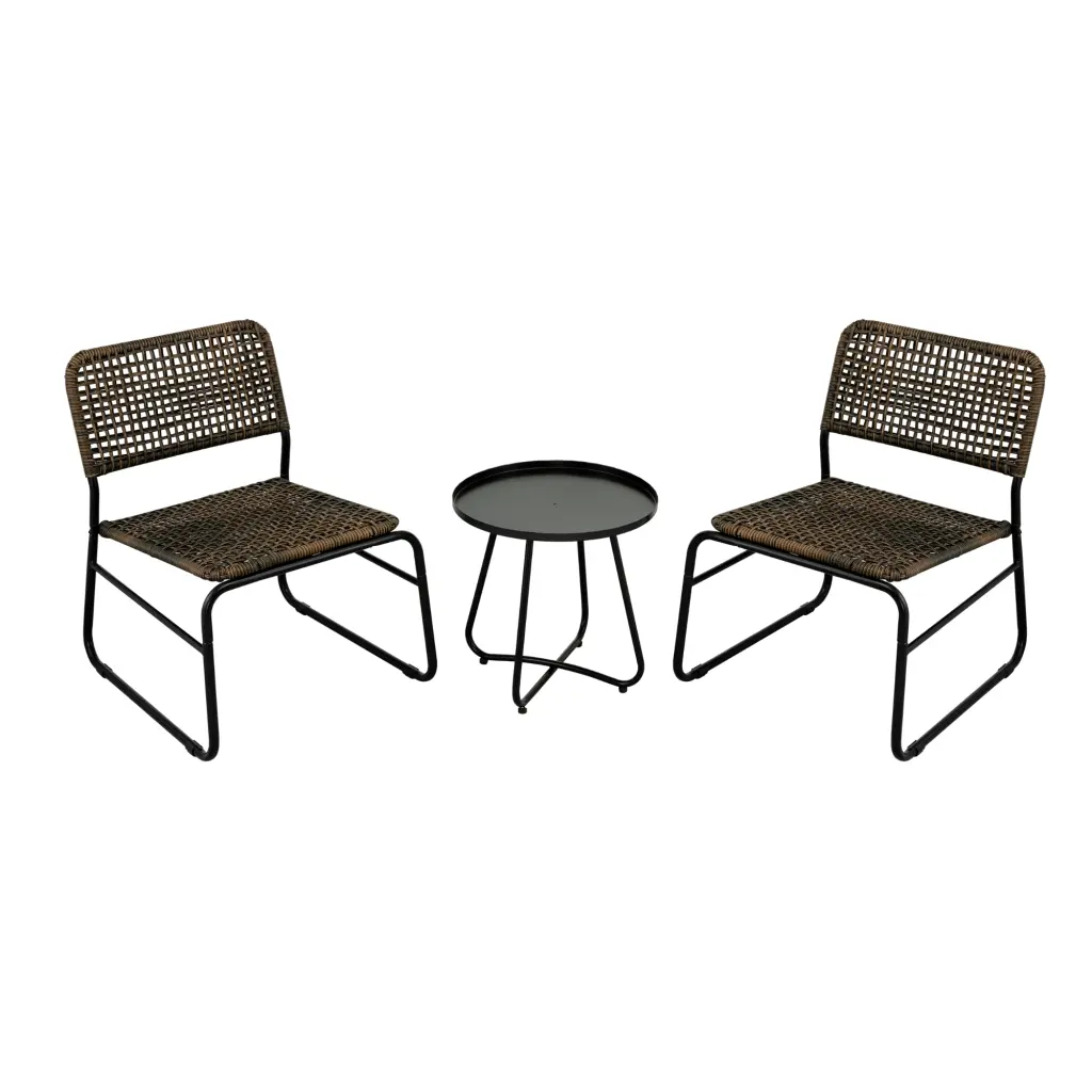 Patio Furniture Set 3 Piece Mixture Pattern PE Rattan Steel Frame Outdoor Set beefurni