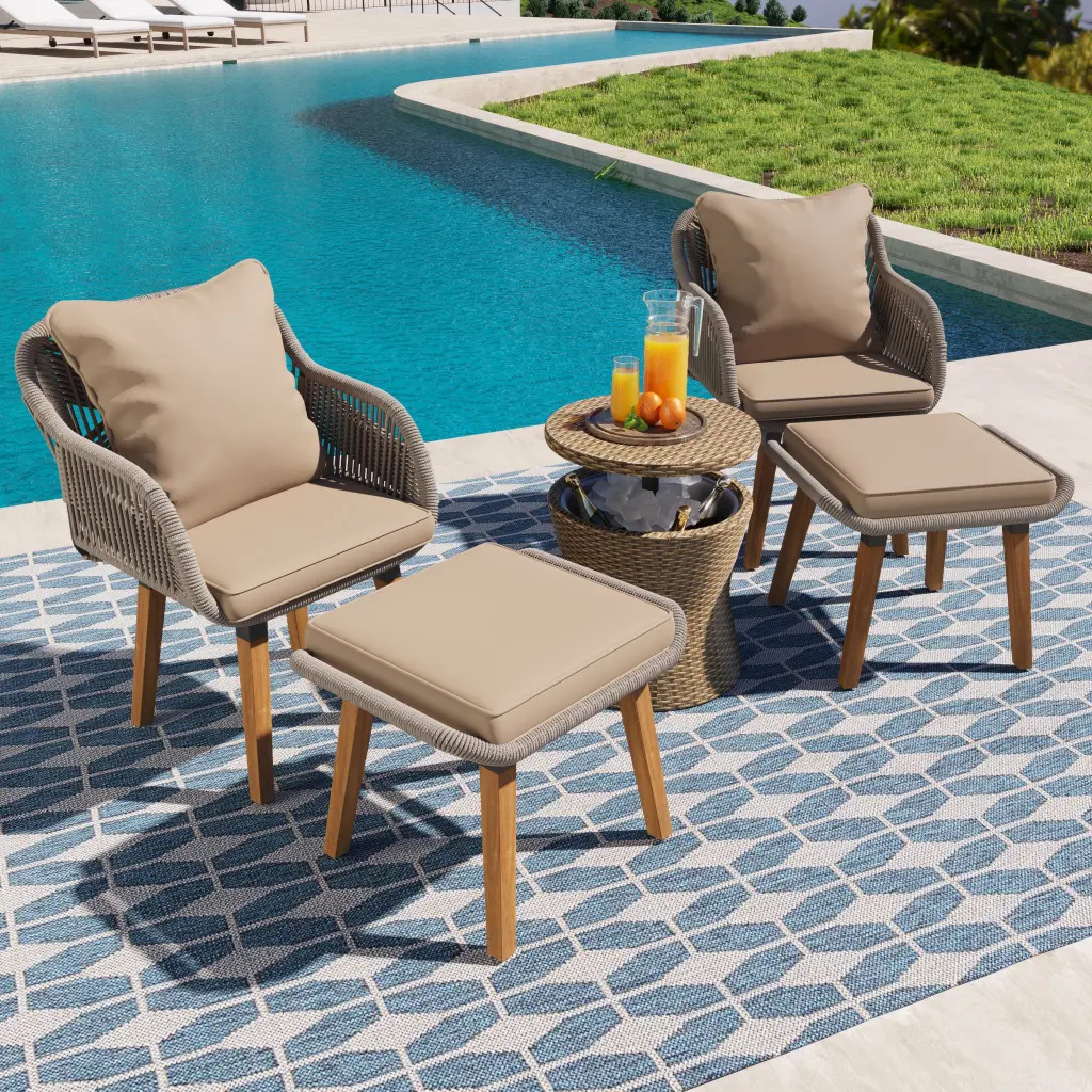 K&K 5 Pieces Patio Furniture Chair Sets Patio Conversation Set Weather Resistant Cushions rnb