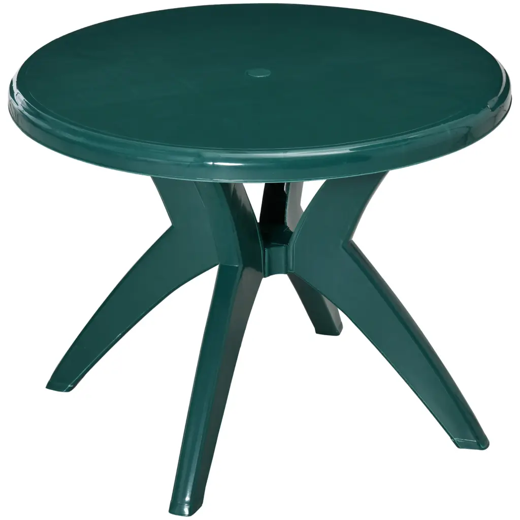Outsunny 36.25 Inch Dia Round Plastic Patio Table Umbrella Hole Outdoor Dining aosom business