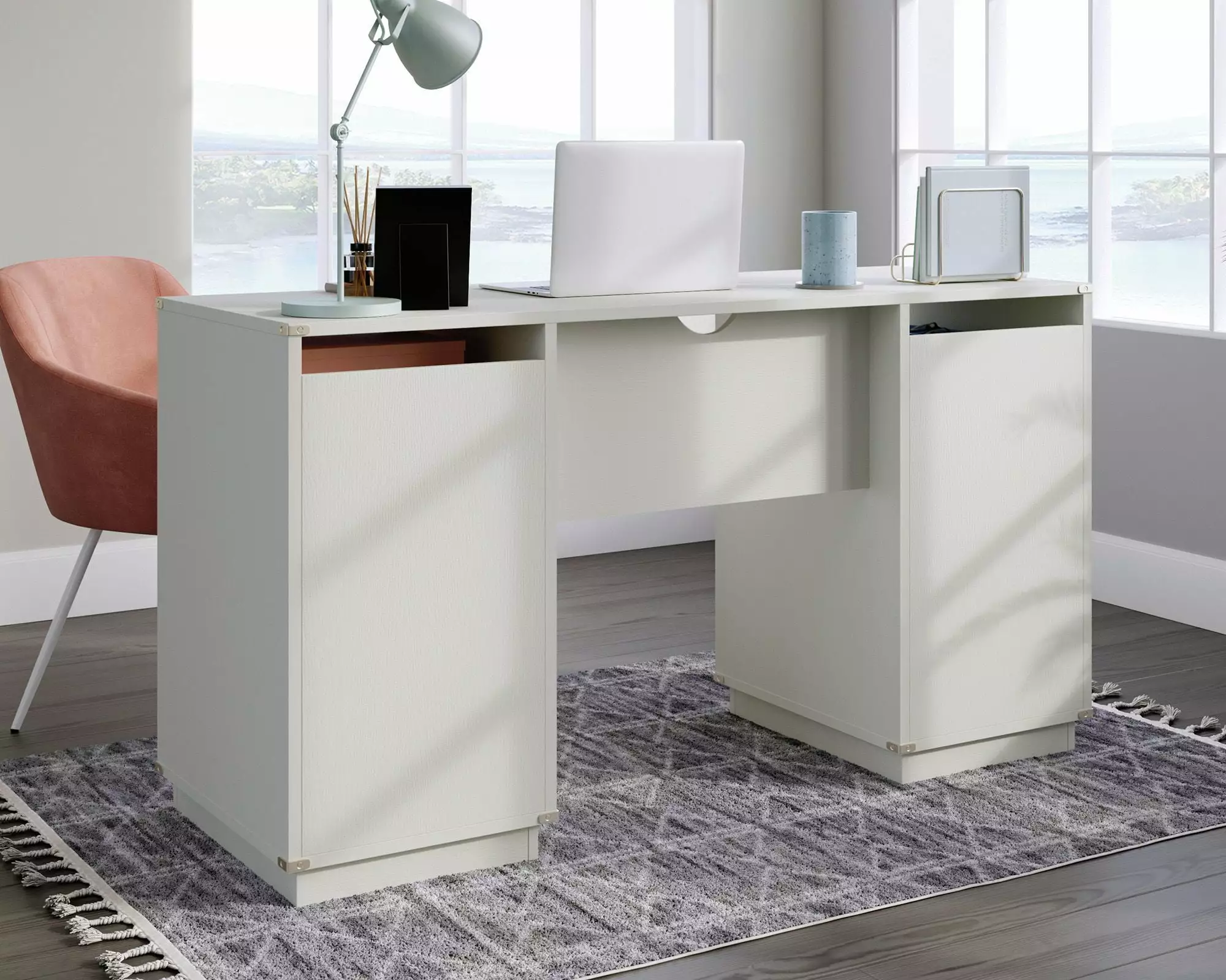 CasaSole 55 Wide Double Ped Desk - Misted Elm Home Office Desk