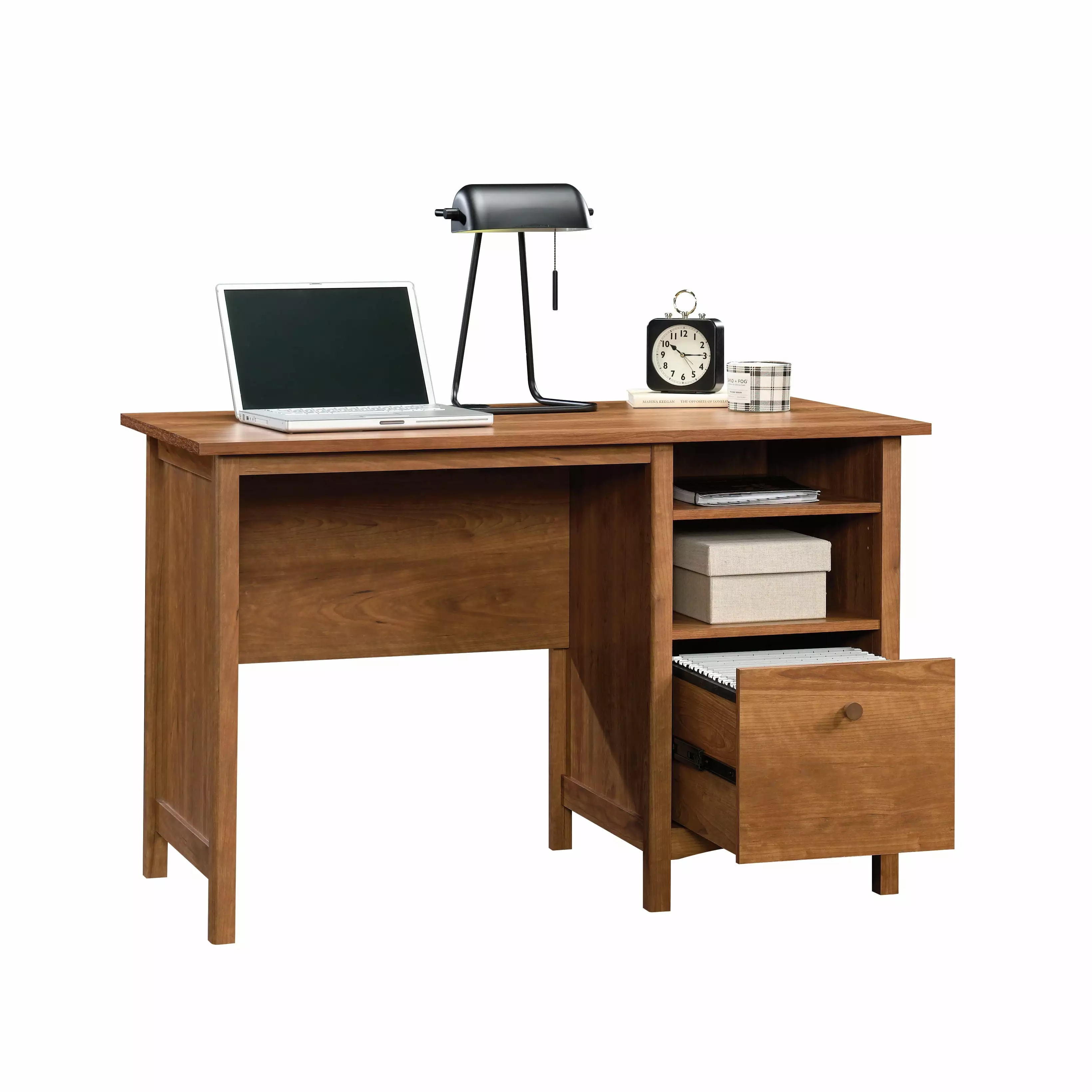CasaSole 47 Wide Single Pedestal Desk Prairie Cherry - Spacious Home Office Desk