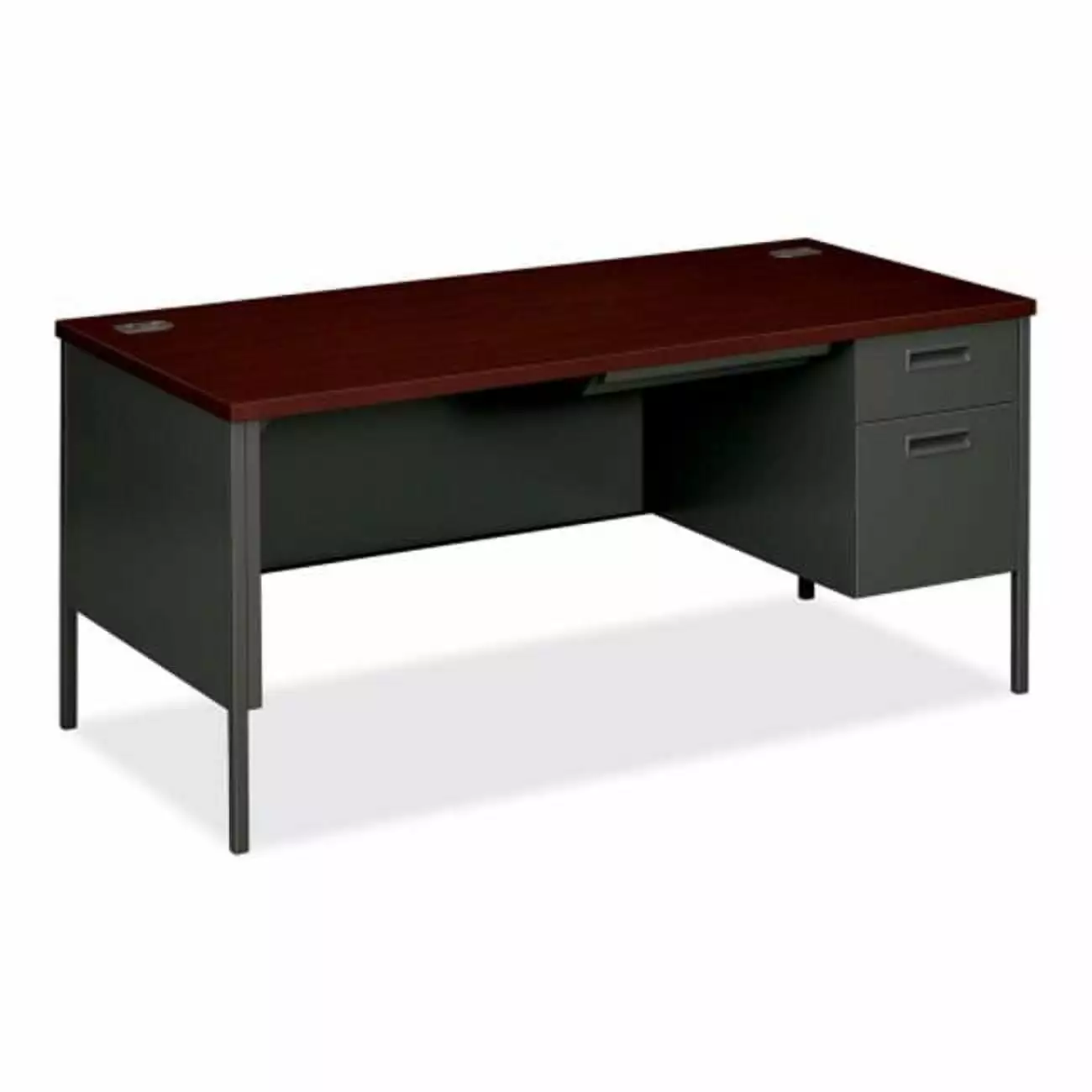 Right Pedestal Desk 66x30x29.5 Inches Mahogany Office Desk CCL Convenience Concepts