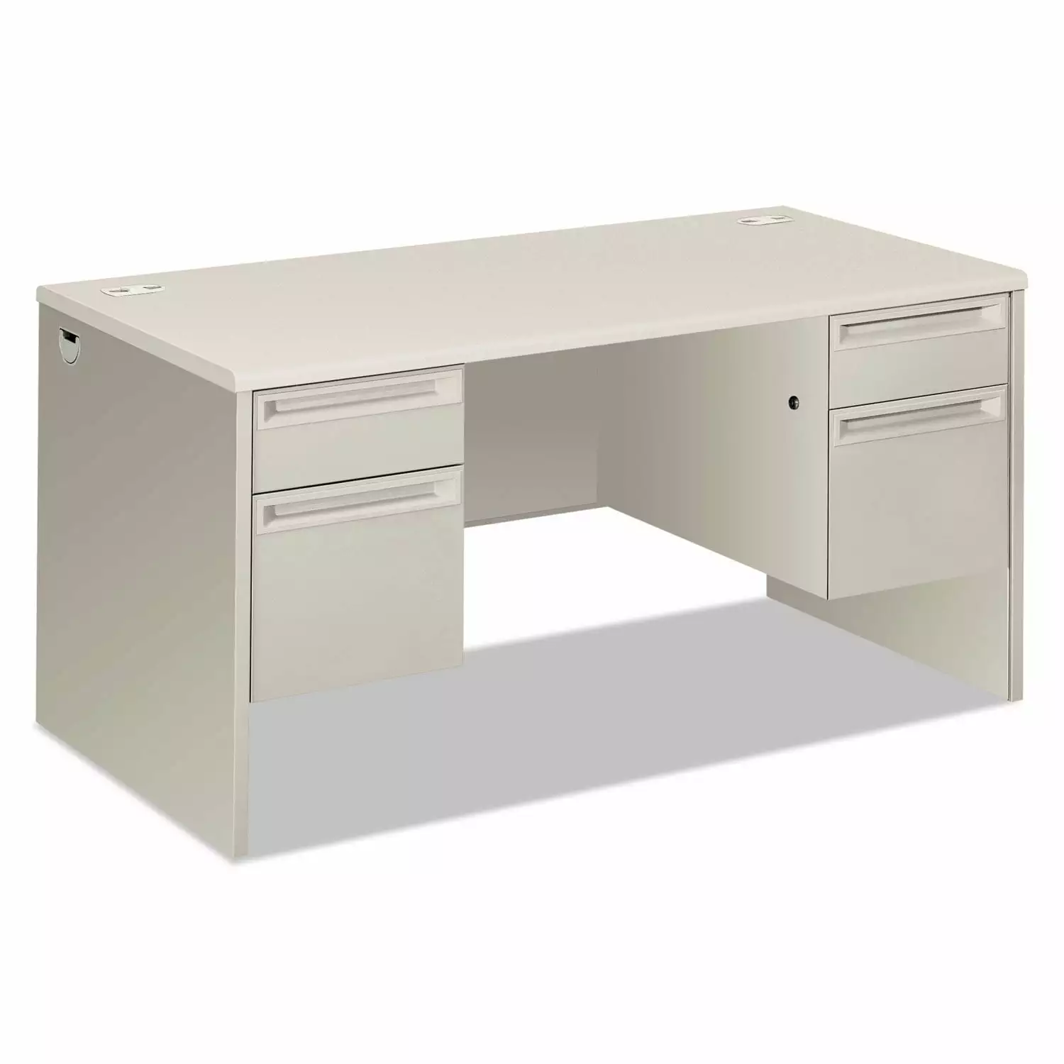 HON 38000 Series Double Pedestal Desk 60 Wide Silver Mesh Light Gray - Professional Office