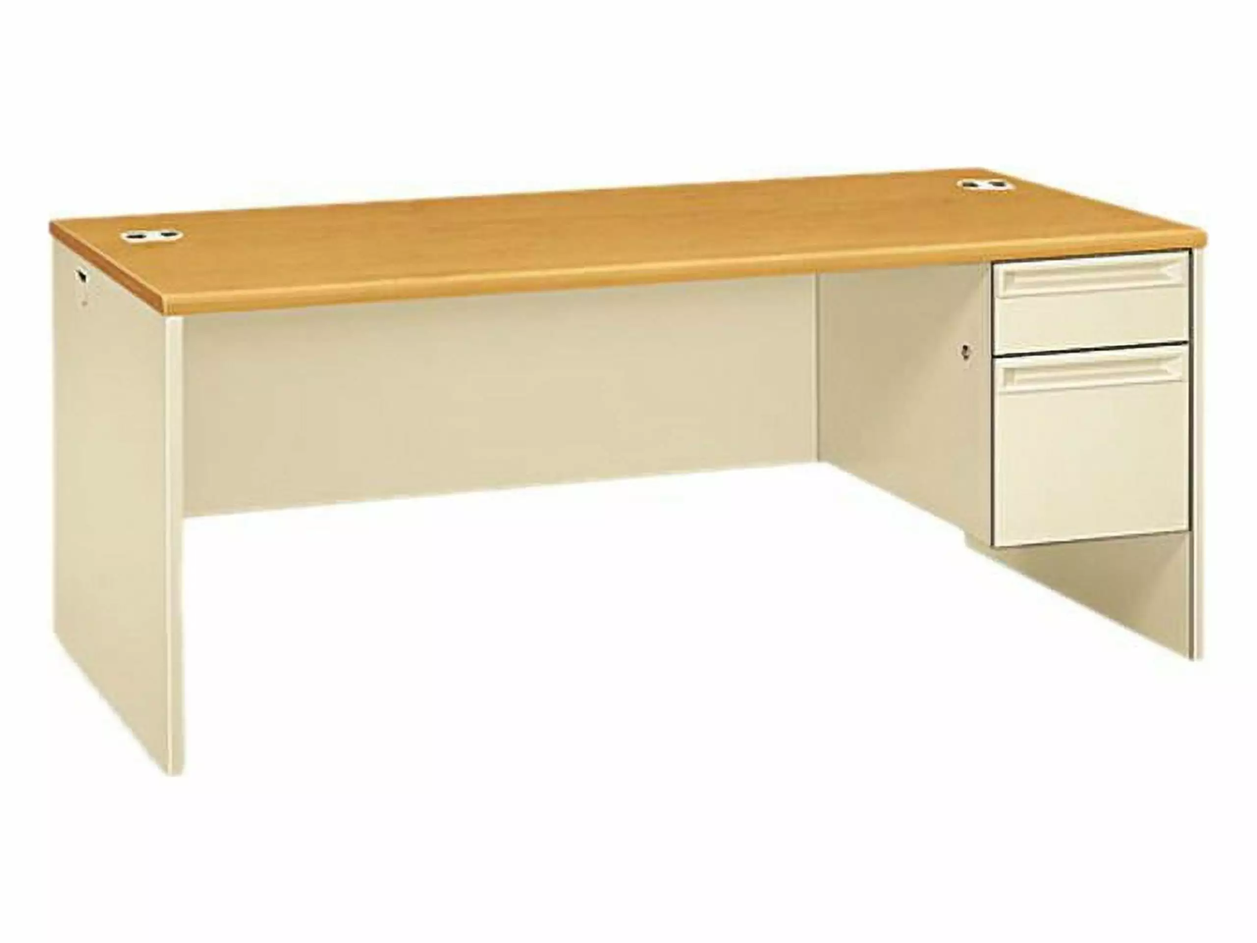 HON 38000 Series Right Pedestal Desk 72w x 36d x 29-1/2h Harvest Putty Office Workstation