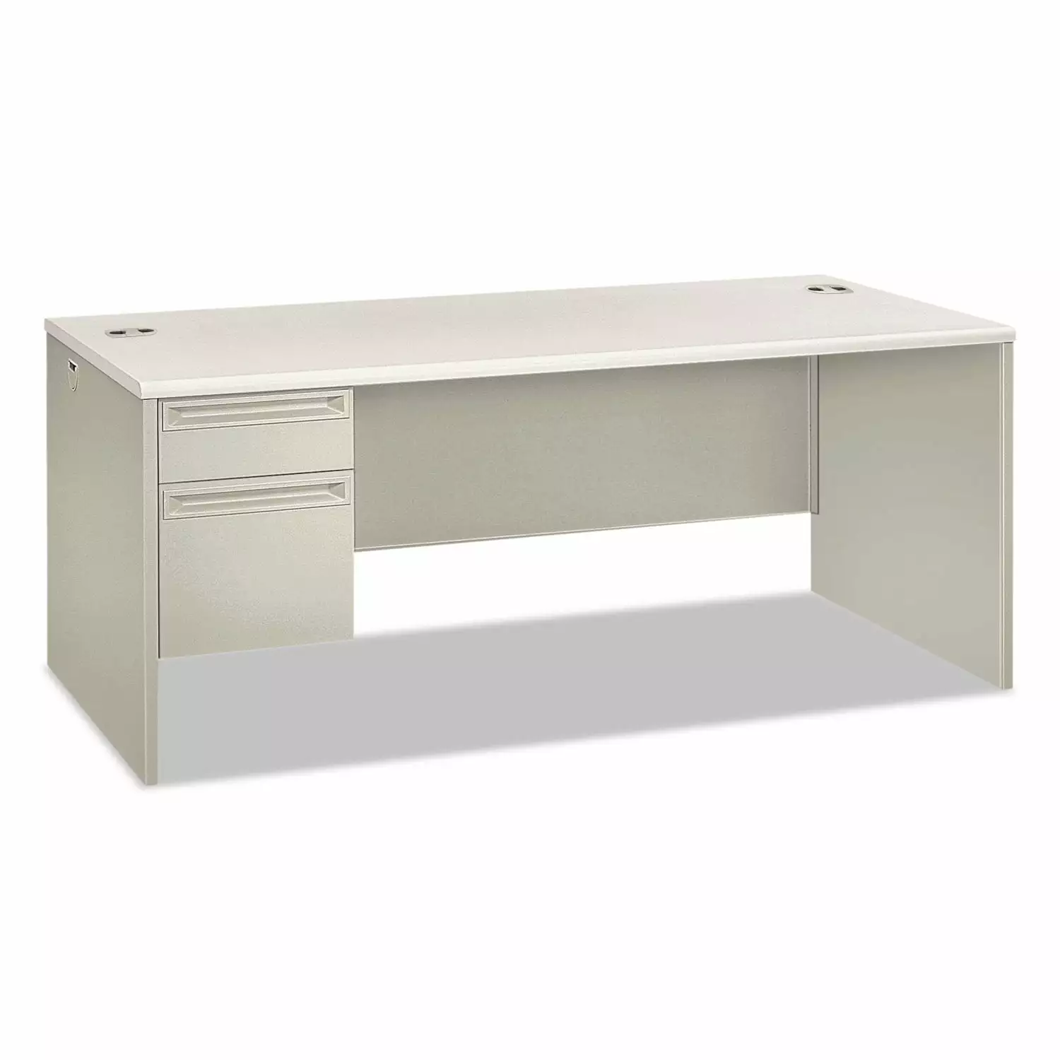 HON 38000 Series Single Pedestal Desk 72 Wide Left Silver Mesh/Light Gray - Professional Office Desk