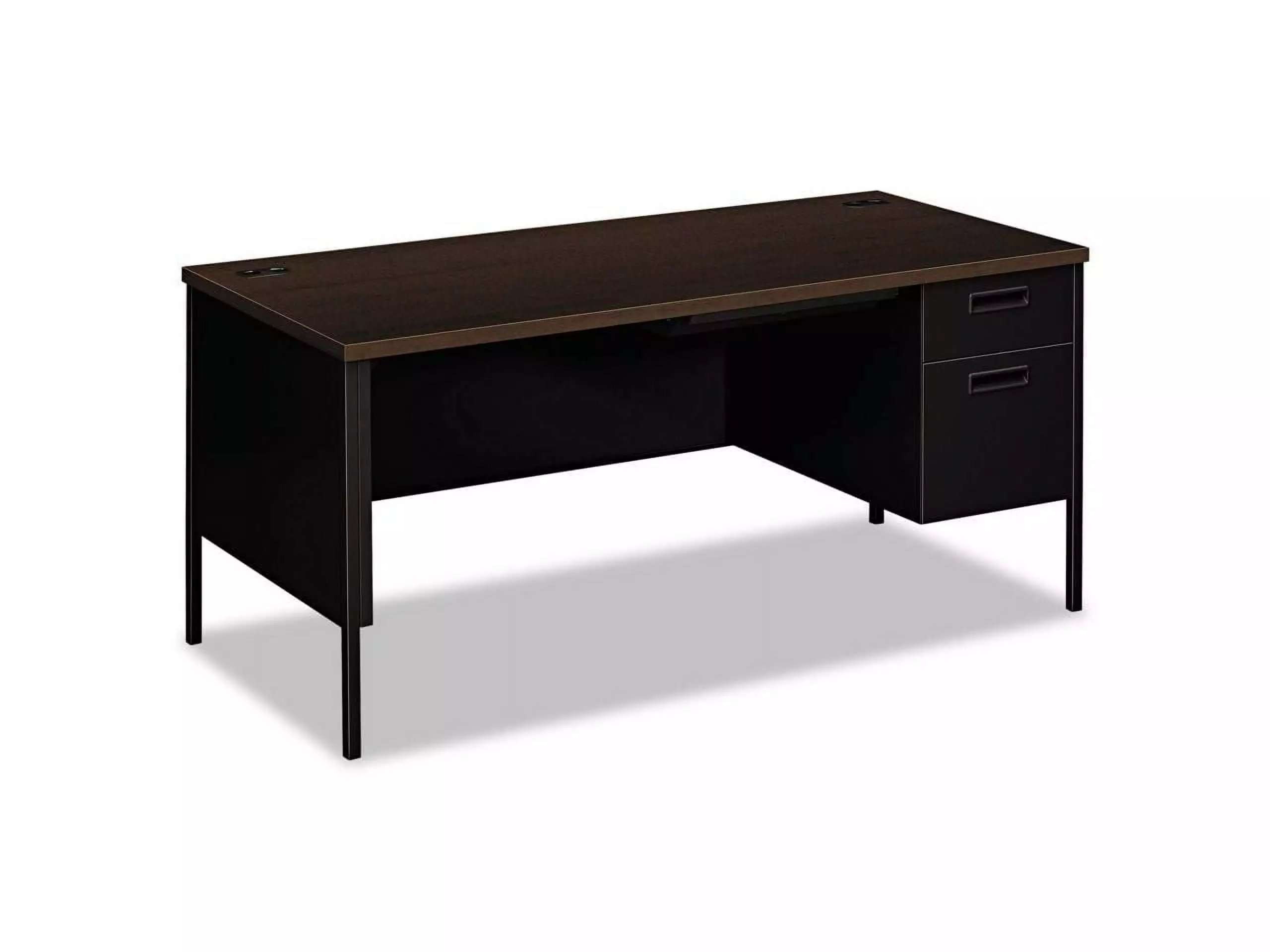 HON Metro Classic Right Pedestal Desk 66 x 30 Inches Mocha Black